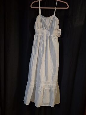 Pink Republic White Smocked Maxi Sun Dress